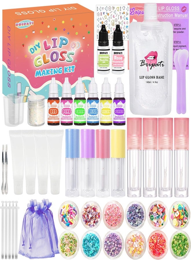 BRIPATI DIY Lip Gloss Making Kit - All-in-One to Make Your Own Lip Care Gloss Set with Clear Base, Pigments, Glitter, Tubes, Fun Creative Gift for Women Girls Makeup Lovers in Christmas Birthdays - Image 1